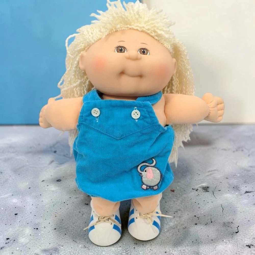 VTG 90's Mattel Cabbage Patch Kids Doll Blonde Yarn Crimped Hair Corduroy 1990